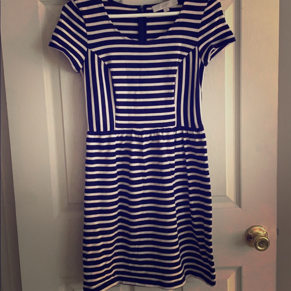 Loft Navy/ Cream stripped dress